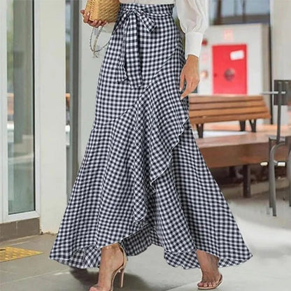 ⏰🔥TIJDELIJK 50% KORTING!🔥Dames maxi-rok met hoge taille en asymmetrische ruches