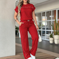 ⏰🔥TIJDELIJK 50% KORTING!🔥 Casual damestop met korte mouwen en wijde broek set