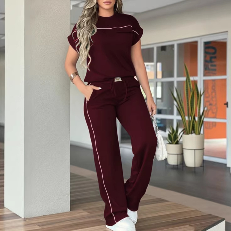 ⏰🔥TIJDELIJK 50% KORTING!🔥 Casual damestop met korte mouwen en wijde broek set