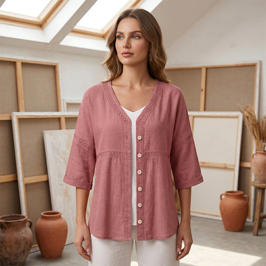 ⏰TIJDELIJKE KORTING⚡ Eenkleurige knoopblouse 👕 Dubbel te dragen als vest
