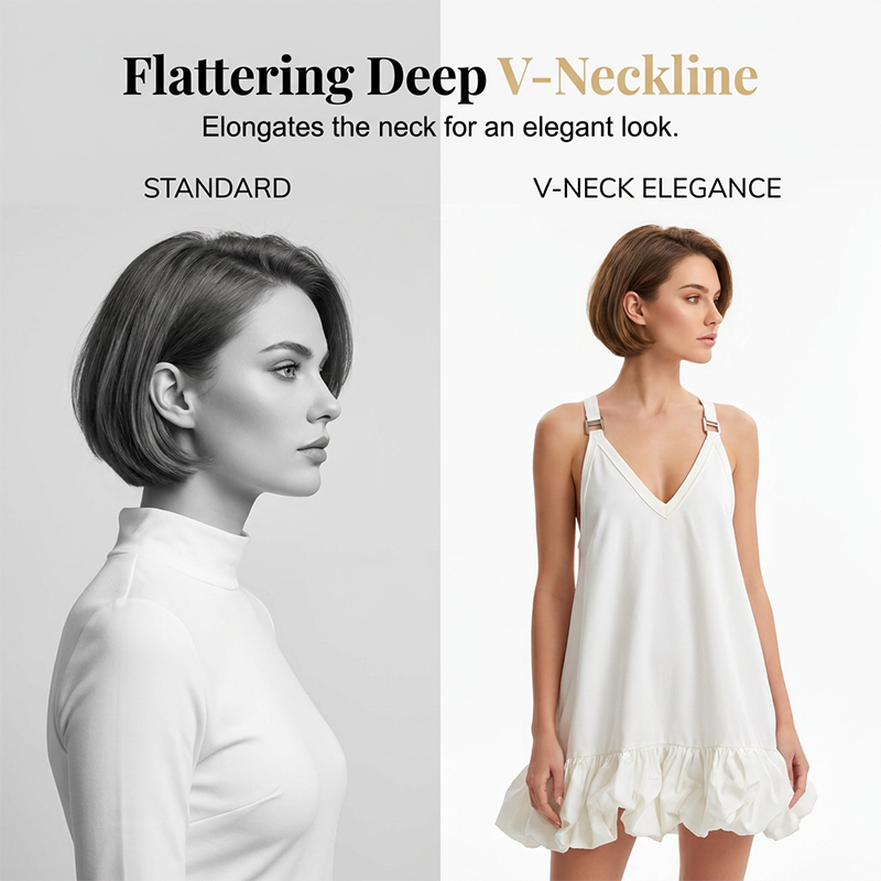 👗 TIJDELIJK 50% KORTING! 💥 Jurk met V-hals en ballonzoom – Volumineuze ruches, verstelbare bandjes, vederlicht ✨