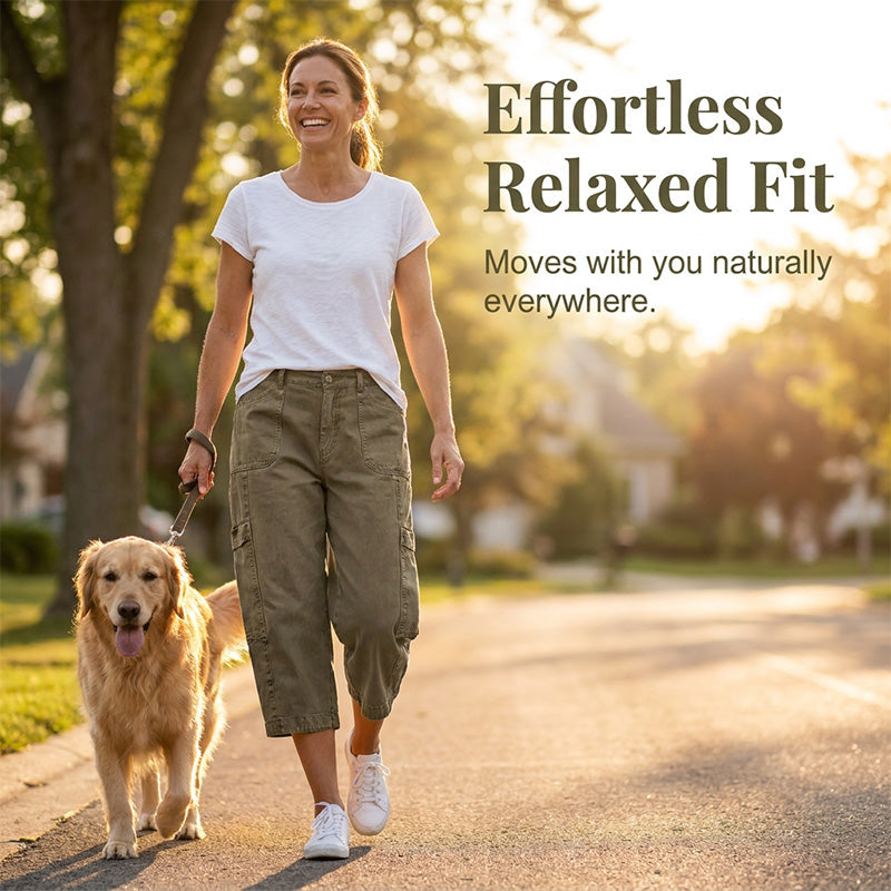 👖 NU 50% KORTING! 🌿 Dames relaxte casual cargo-capribroek – met ruime opbergzakken, ademende stof en een relaxte pasvorm – dagelijks comfort, klaar voor warm weer. ✨