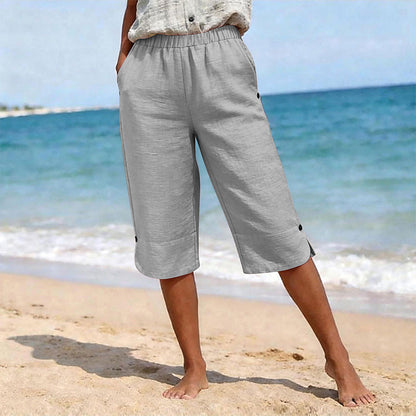 🔥50K+ VERKOCHT HALVE PRIJS🌿 Ademende capribroek kwalitatieve mengstof elastische taille S-3XL