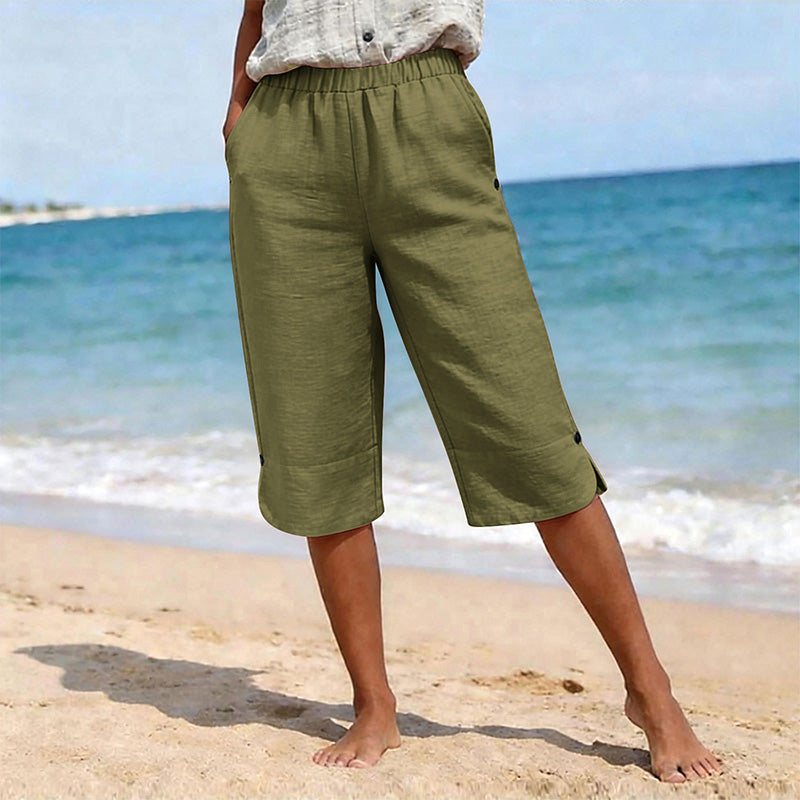 🔥50K+ VERKOCHT HALVE PRIJS🌿 Ademende capribroek kwalitatieve mengstof elastische taille S-3XL