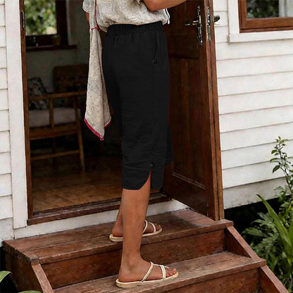 🔥50K+ VERKOCHT HALVE PRIJS🌿 Ademende capribroek kwalitatieve mengstof elastische taille S-3XL