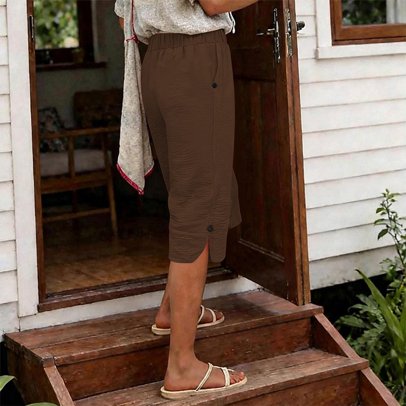 🔥50K+ VERKOCHT HALVE PRIJS🌿 Ademende capribroek kwalitatieve mengstof elastische taille S-3XL