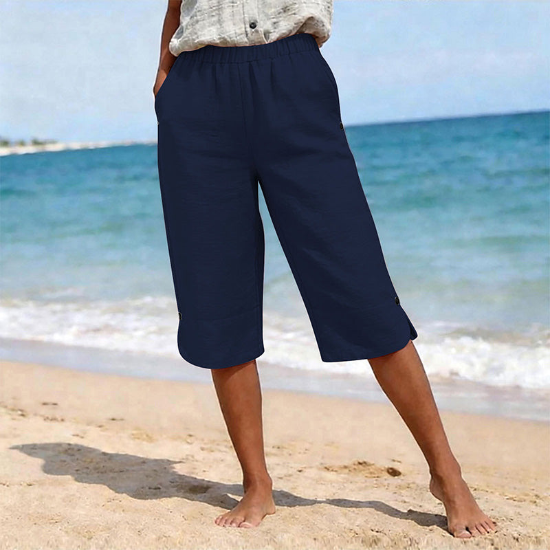 🔥50K+ VERKOCHT HALVE PRIJS🌿 Ademende capribroek kwalitatieve mengstof elastische taille S-3XL