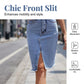 Denimrok met hoge taille en split aan de voorkant voor dames
