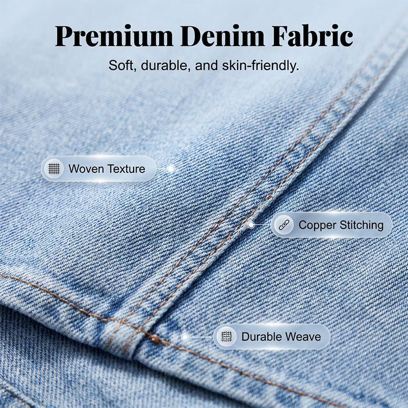Denimrok met hoge taille en split aan de voorkant voor dames