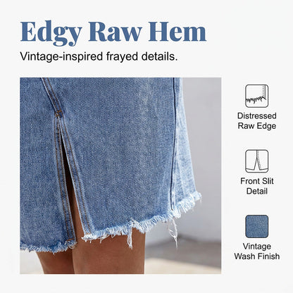 Denimrok met hoge taille en split aan de voorkant voor dames