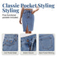 Denimrok met hoge taille en split aan de voorkant voor dames