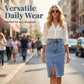 Denimrok met hoge taille en split aan de voorkant voor dames