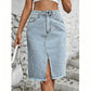 Denimrok met hoge taille en split aan de voorkant voor dames