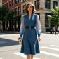 👗Midi-jurk van denim met slanke pasvorm en opstaande kraag – Elegante, alledaagse chic✨
