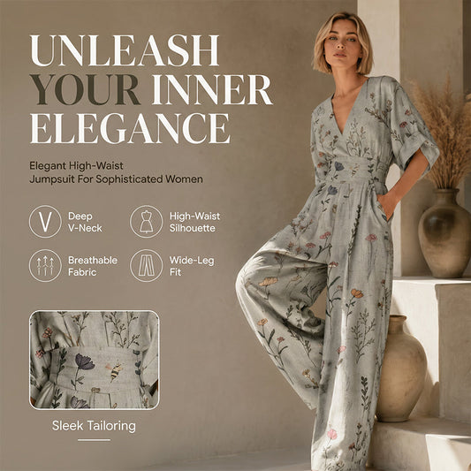 🏆50K+ VERKOCHT🌸 V-hals bloemenjumpsuit 🎀 Hoog ingesneden taille verbergt rondingen