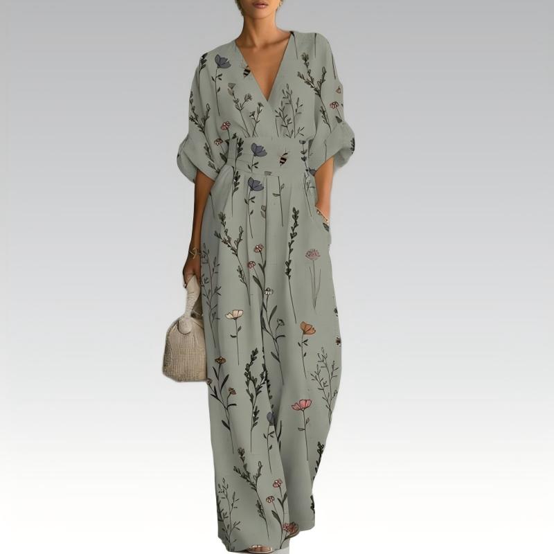 🏆50K+ VERKOCHT🌸 V-hals bloemenjumpsuit 🎀 Hoog ingesneden taille verbergt rondingen