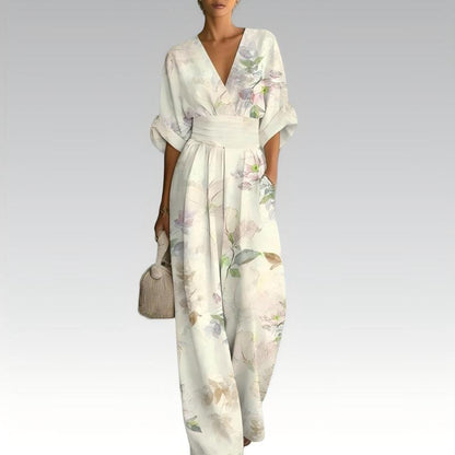 🏆50K+ VERKOCHT🌸 V-hals bloemenjumpsuit 🎀 Hoog ingesneden taille verbergt rondingen