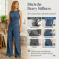 ⌛Tijdelijke aanbieding – Mouwloze, asymmetrische denim-jumpsuit met overslag voor dames