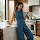 ⌛Tijdelijke aanbieding – Mouwloze, asymmetrische denim-jumpsuit met overslag voor dames