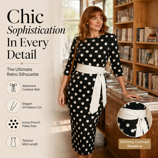 Elegante retro-jurk met stippen voor dames