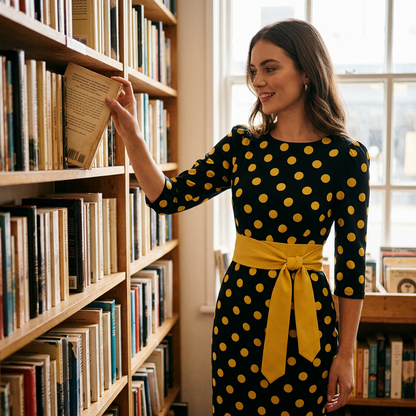 Elegante retro-jurk met stippen voor dames