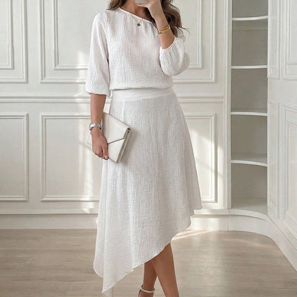🔥50K+ VERKOCHT⏰ 50% KORTING👗 Tweedelige rokset, schouderloze top + asymmetrische rok