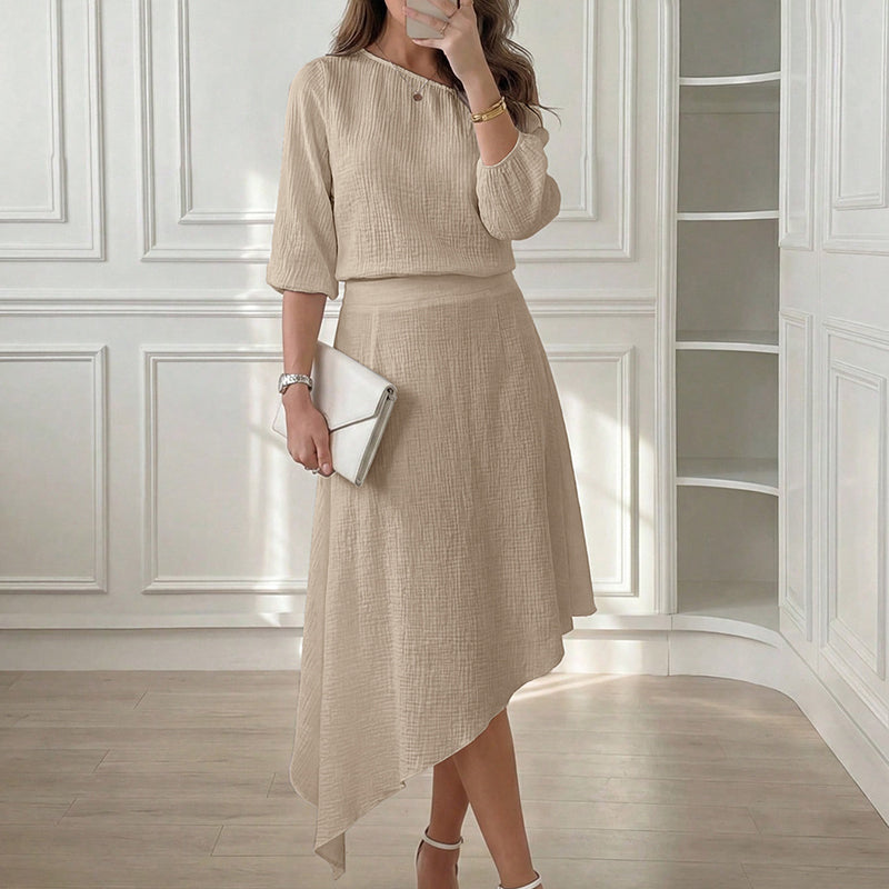 🔥50K+ VERKOCHT⏰ 50% KORTING👗 Tweedelige rokset, schouderloze top + asymmetrische rok