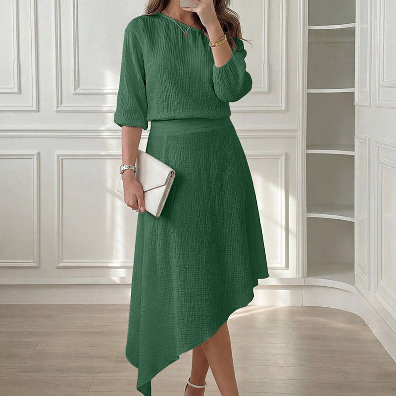 🔥50K+ VERKOCHT⏰ 50% KORTING👗 Tweedelige rokset, schouderloze top + asymmetrische rok