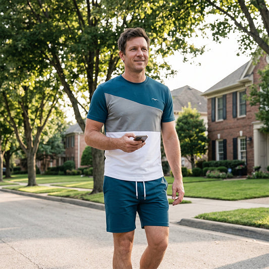 👕 50% KORTING NU! 🎨 Heren Colorblock T-shirt & Shorts Set – Zachte katoen & ademend – Perfect voor zomer, sport of ontspanning – stijlvol en comfortabel 🩳✨