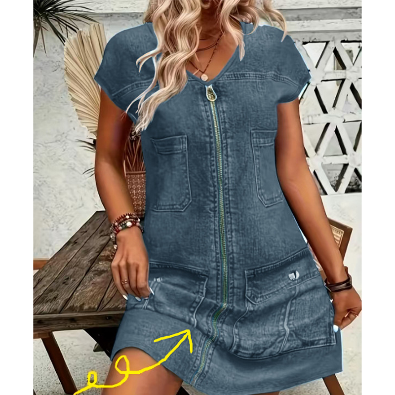 Casual jurk met korte mouwen en ritssluiting voor dames