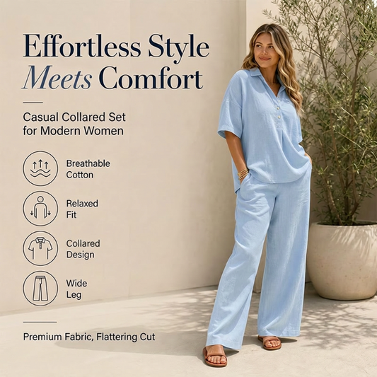 🔥 50% KORTING 🌴 Polo Set Dames – Losse Pasvorm, Verbergt Buik & Armen, Ademend & Chic Comfort