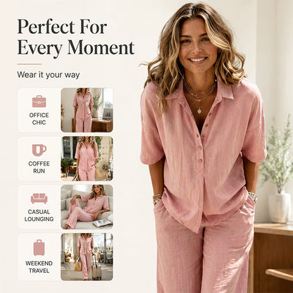 🔥 50% KORTING 🌴 Polo Set Dames – Losse Pasvorm, Verbergt Buik & Armen, Ademend & Chic Comfort