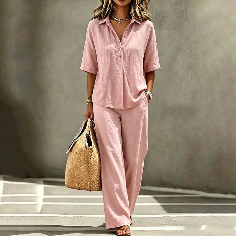 🔥 50% KORTING 🌴 Polo Set Dames – Losse Pasvorm, Verbergt Buik & Armen, Ademend & Chic Comfort
