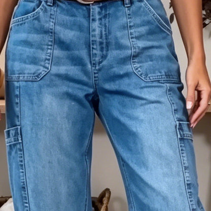 👖 Hoge Taille Cropped Jeans – Wijde Pijpen & Flatterende Pasvorm 💙