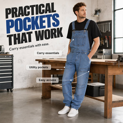 👖Klassieke denim overall voor heren – comfortabel, praktisch en moeiteloos stijlvol✨