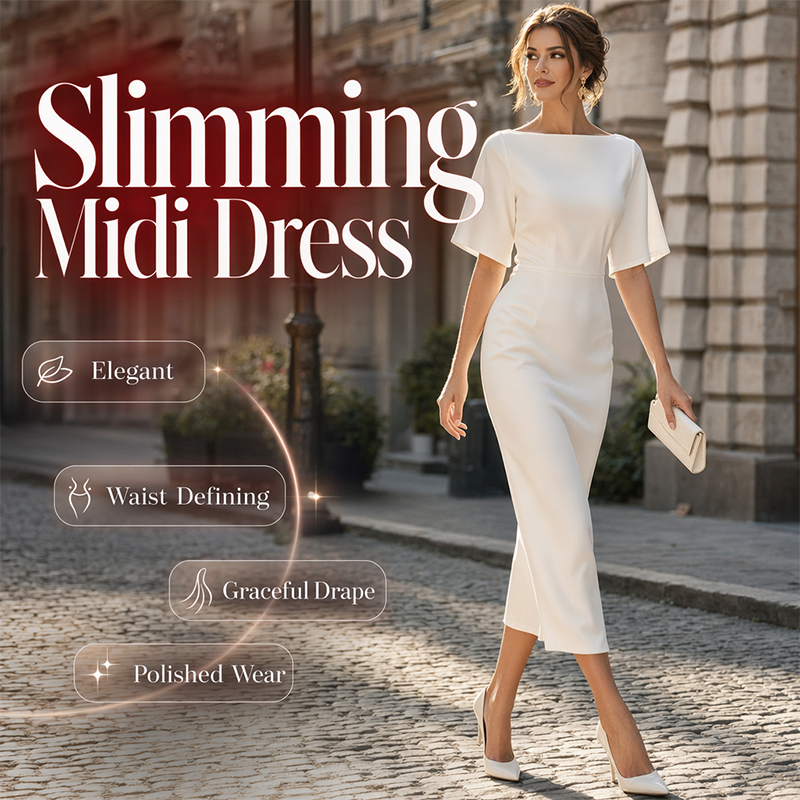 🌸👗 Nieuwe collectie 2026: elegante, halflange, getailleerde en slankmakende damesjurk