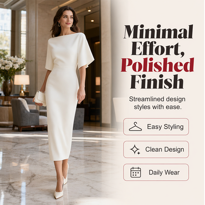 🌸👗 Nieuwe collectie 2026: elegante, halflange, getailleerde en slankmakende damesjurk