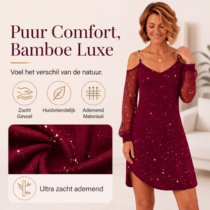 ✨👗Elegante off-shoulder jurk voor dames met mesh mouwen