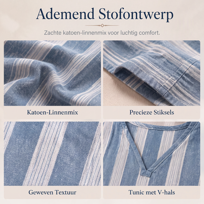🌸Aanbieding: 50% korting💖Losvallende dames casual set met V-hals en strepen, bestaande uit 2 delen