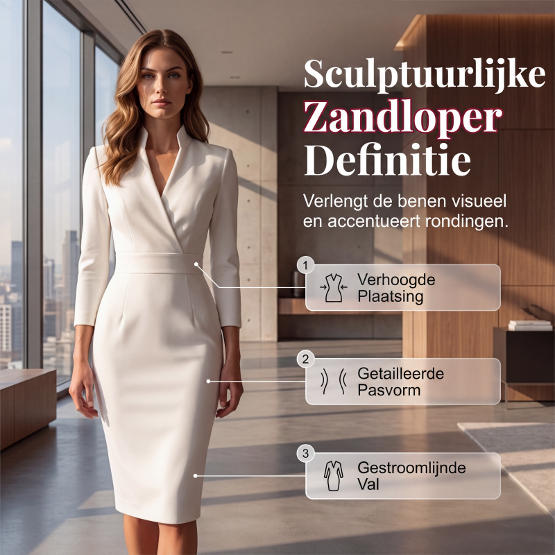 Elegante bodycon jurk met opstaande kraag en V-hals