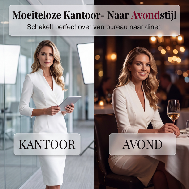 Elegante bodycon jurk met opstaande kraag en V-hals