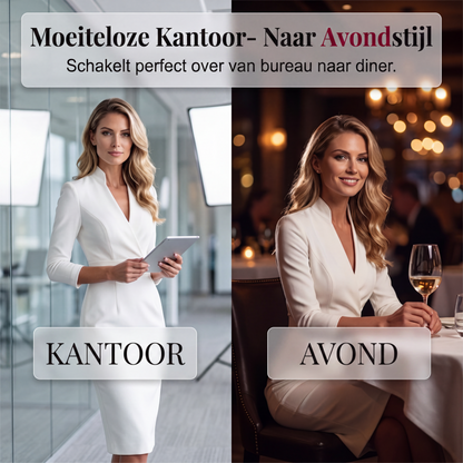 Elegante bodycon jurk met opstaande kraag en V-hals