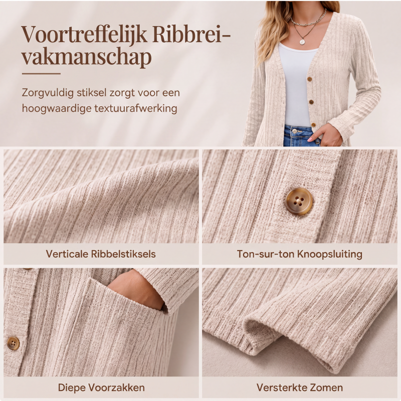 🌸Hot Sale 50% OFF💖Middellange gebreide vest met zakken