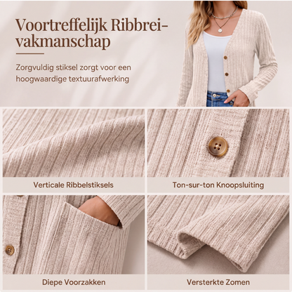 🌸Hot Sale 50% OFF💖Middellange gebreide vest met zakken