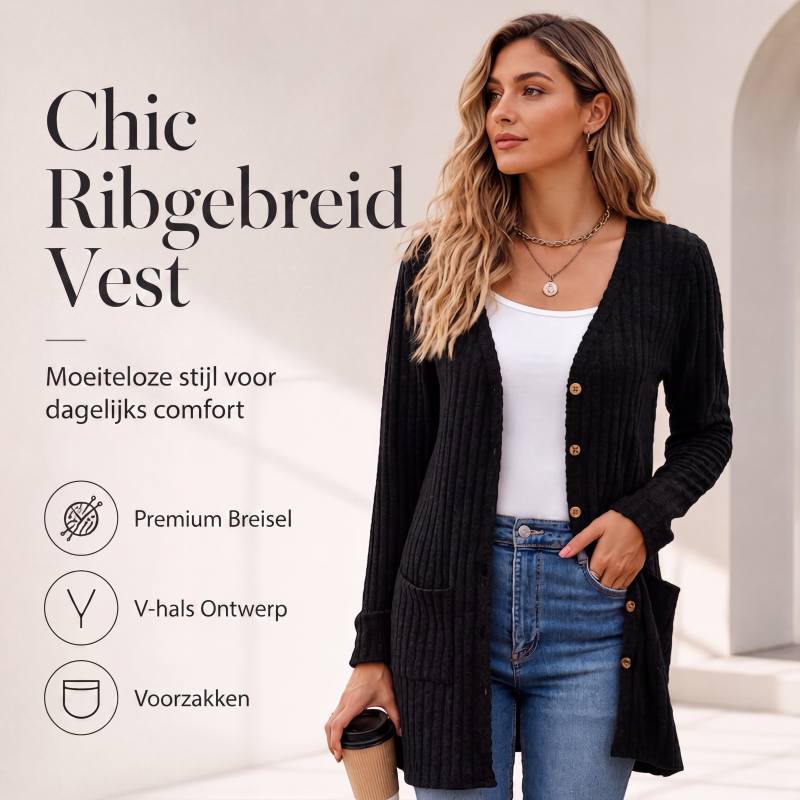 🌸Hot Sale 50% OFF💖Middellange gebreide vest met zakken
