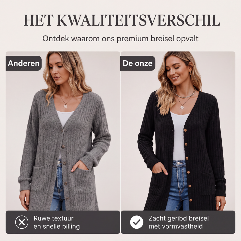 🌸Hot Sale 50% OFF💖Middellange gebreide vest met zakken