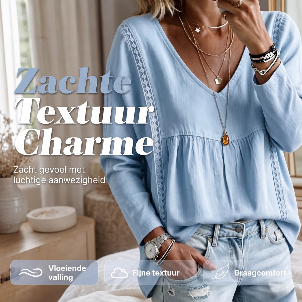 Casual blouse voor dames met V-hals en lange mouwen