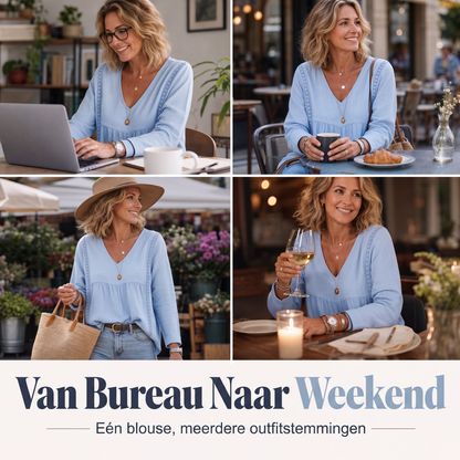 Casual blouse voor dames met V-hals en lange mouwen