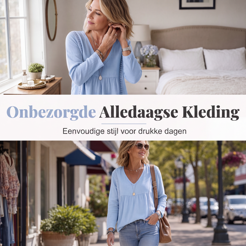 Casual blouse voor dames met V-hals en lange mouwen
