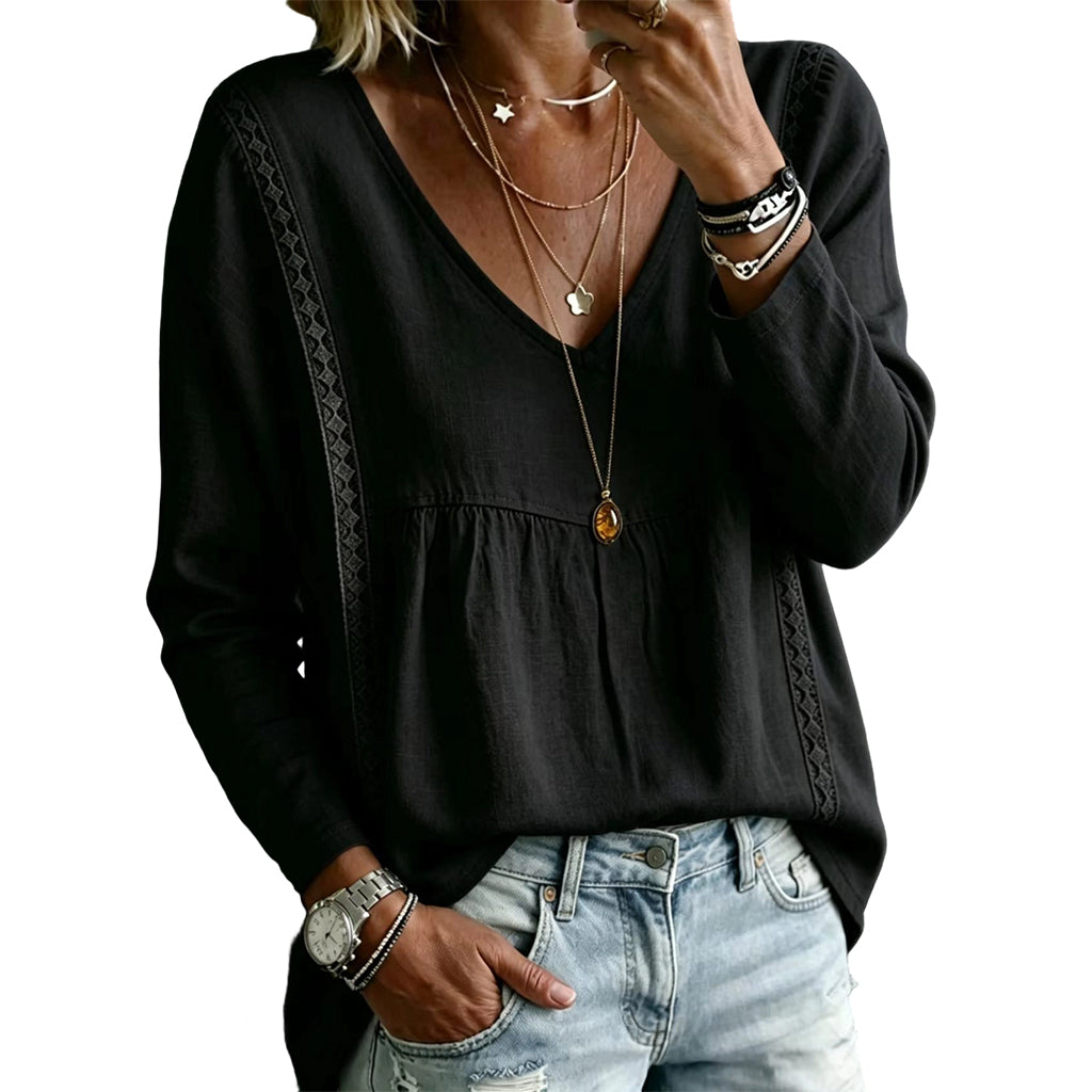 Casual blouse voor dames met V-hals en lange mouwen